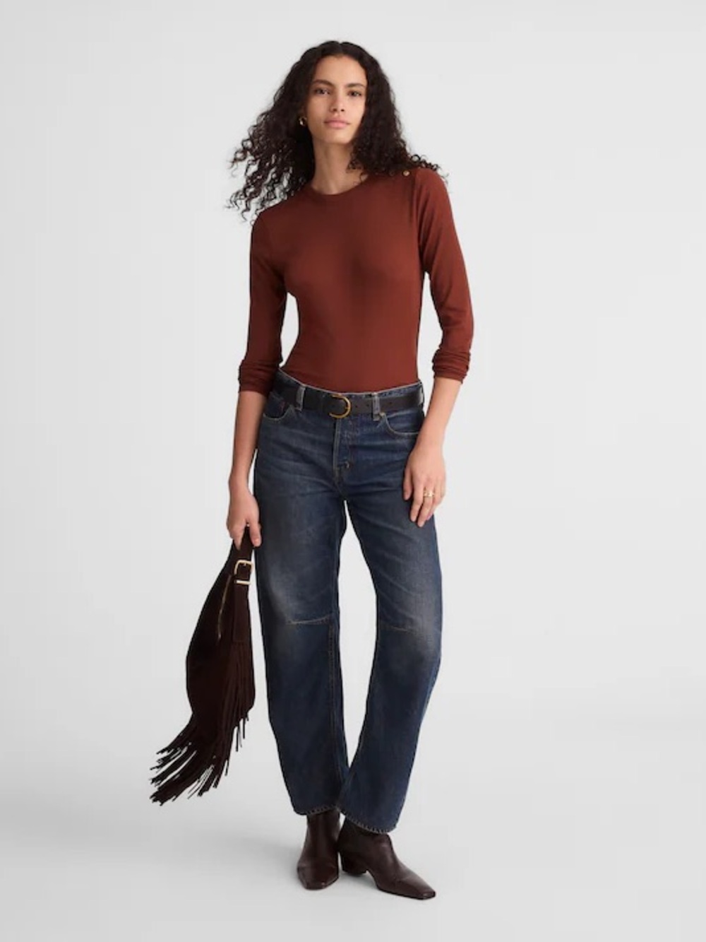 Madewell Ribbed Button Crewneck Tee, M